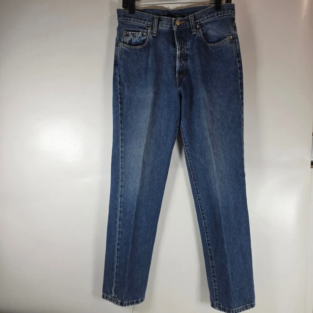 RRL Ralph Lauren Vintage Made in USA Button Fly Straight Leg Jeans Blue Mens 30